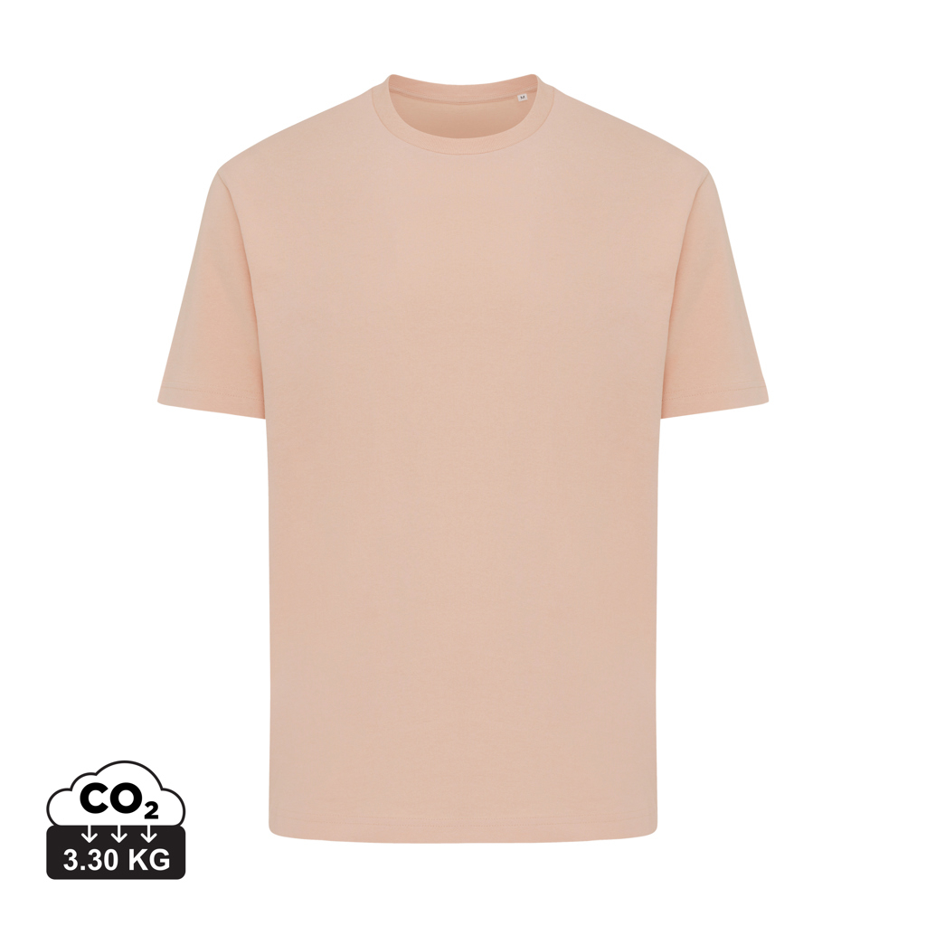 T-shirt publicitaire boxy coton recyclé unisexe 180g Iqoniq Teide peach nectar